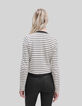 Chaqueta cruda punto piqué rayas negras Mujer-3