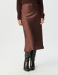 Jupe midi marron satiné Femme-2