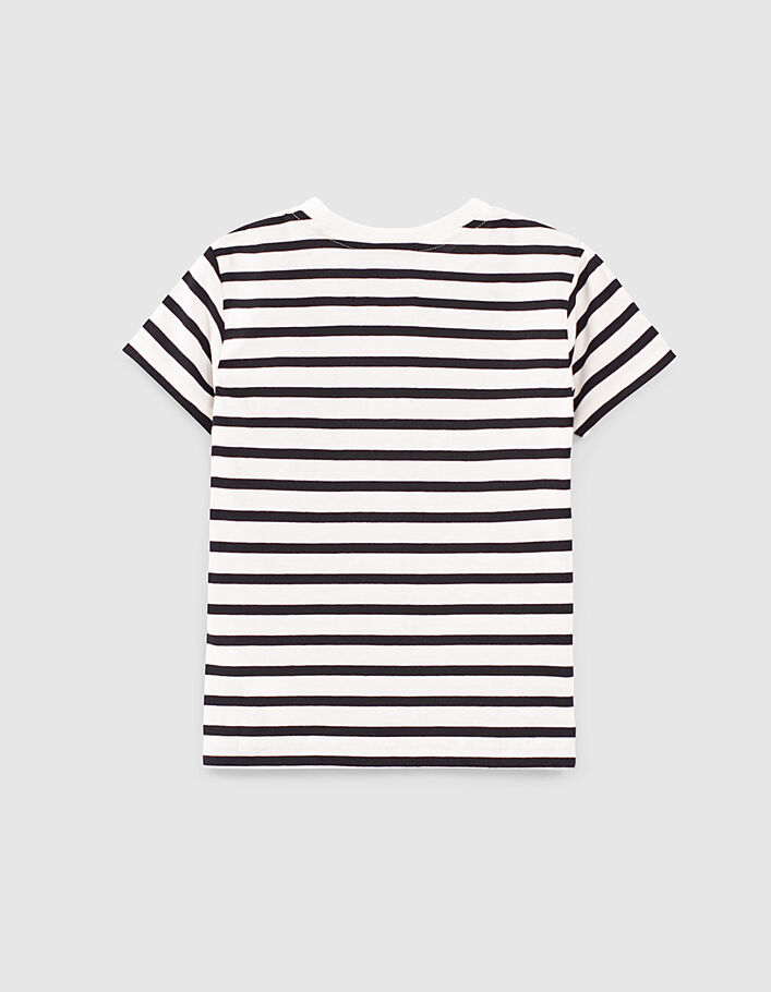Boys’ ecru sailor stripe T-shirt + black stripes & badge - IKKS