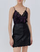 Women’s black dandy flower print lingerie-style top-2
