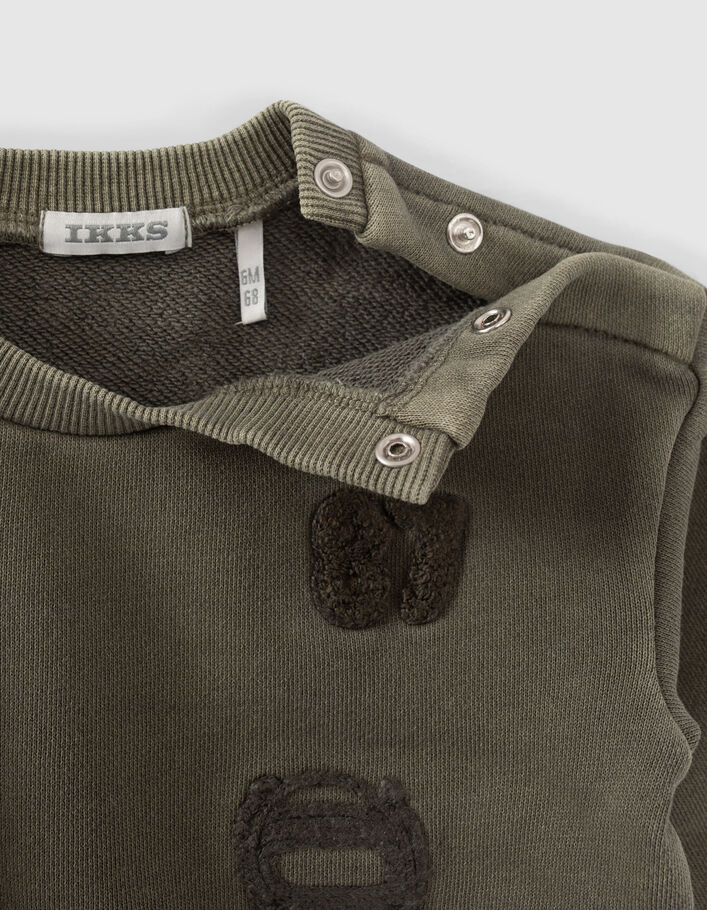 Baby boys’ khaki sweatshirt with army embroidery - IKKS