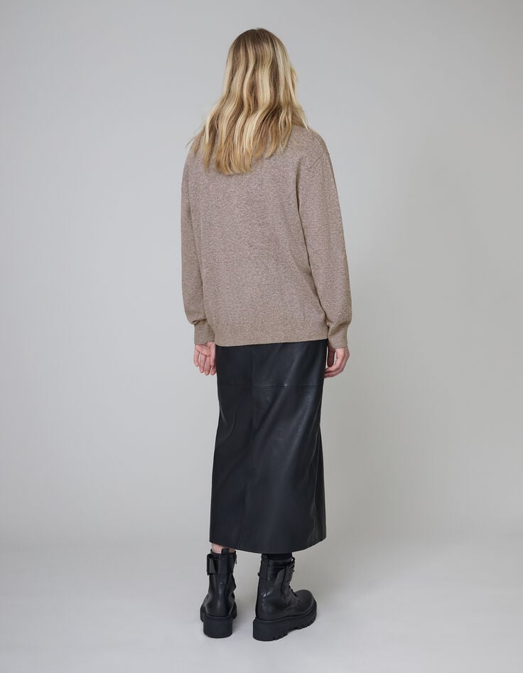 Pure Edition-Pull sésame tricot maxi éclair Femme-4