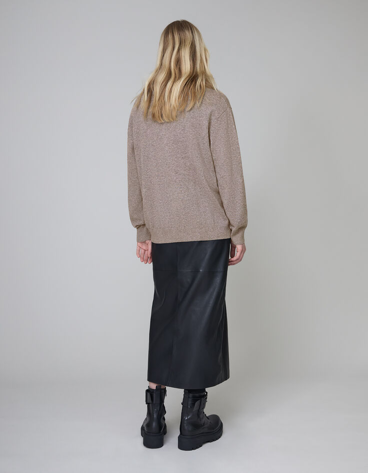 Pure Edition-Pull sésame tricot maxi éclair Femme-4 Pure Edition-Pull sésame tricot maxi éclair Femme-4