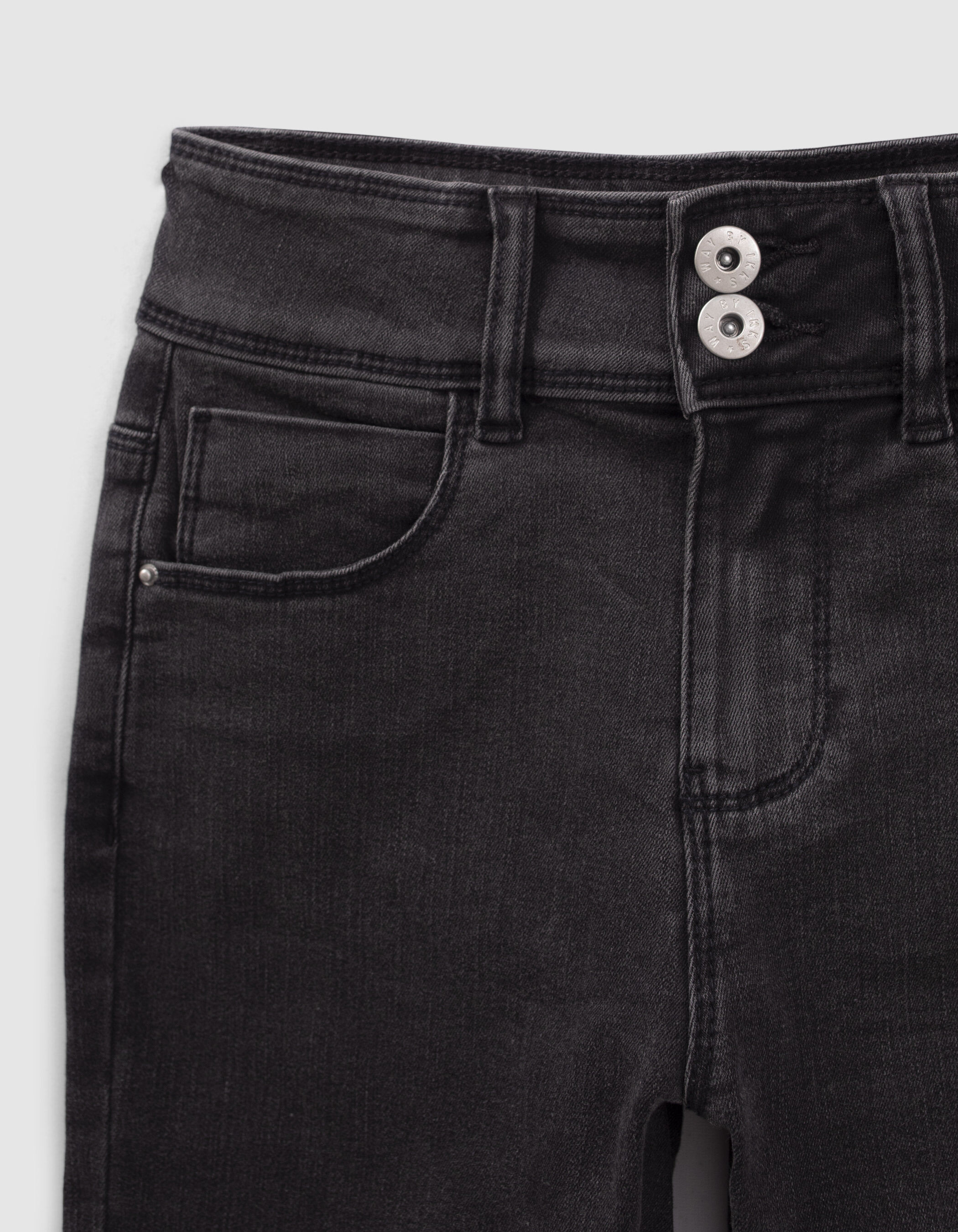 Girls grey BOOTCUT jeans with embroidered back pocket