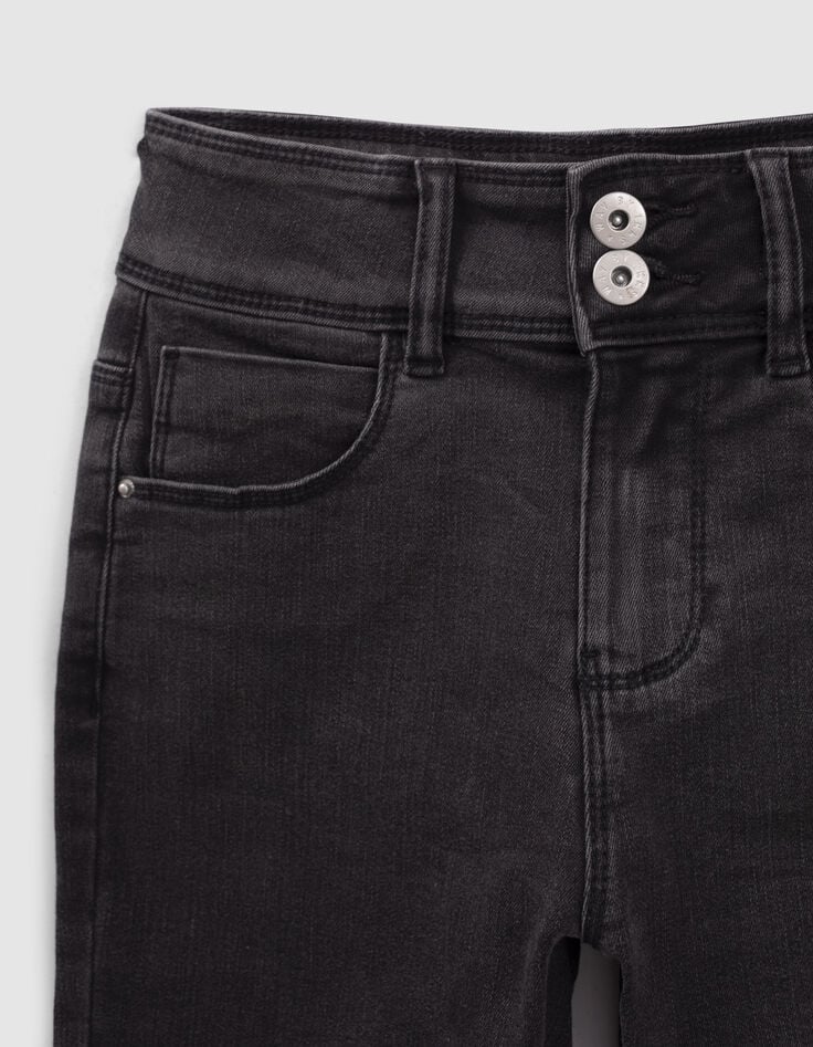 Vaqueros bootcut grises bolsillo detrás bordado niña-2