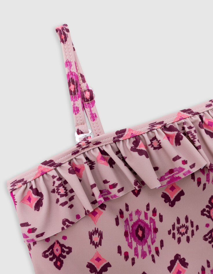 Maillot de bain 1 pièce rose imprimé ethnique fille-2
