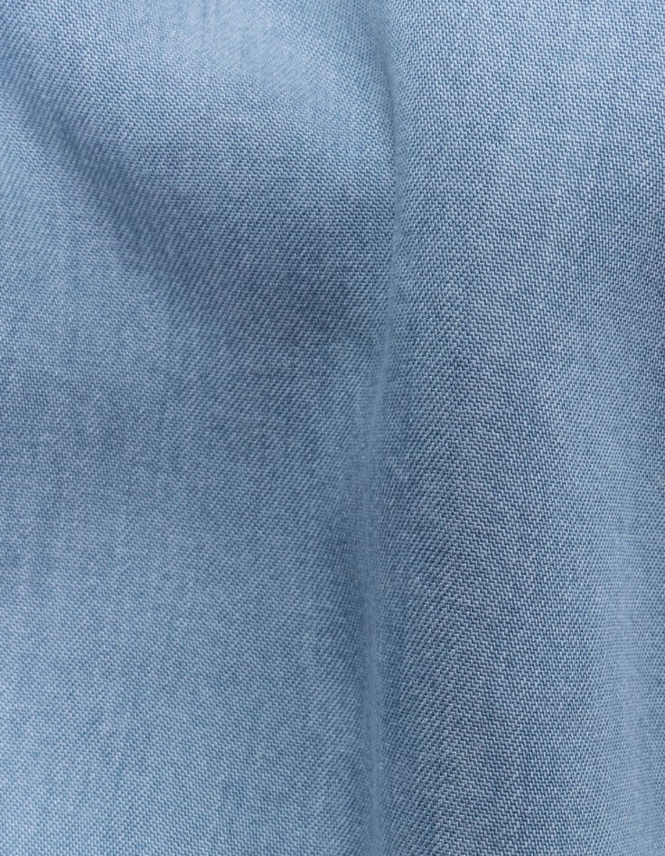 Blue maxi flowing jeans with embroidery on girls' sides-7