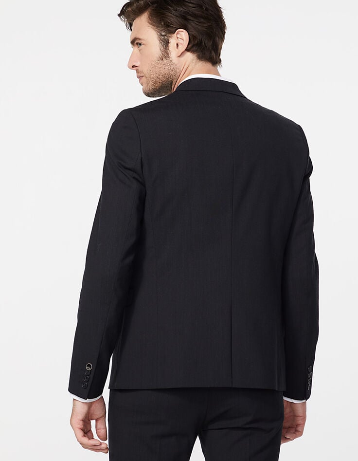 Veste de costume noire lin mélangé Homme-4