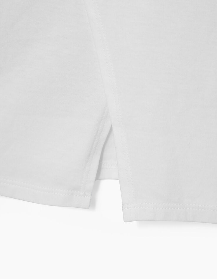 Tee-shirt cropped blanc cass&eacute; &agrave; palmiers fille-6