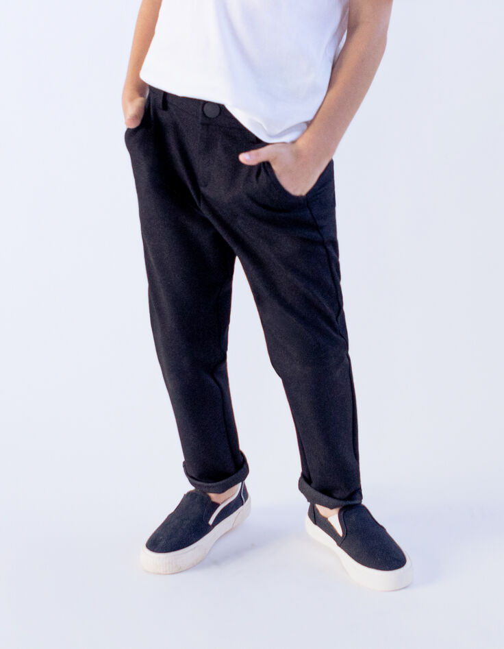 Pantalon de costume cérémonie noir faux-uni garçon-2