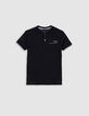 T-shirt noir jacquard motif pois garçon-1