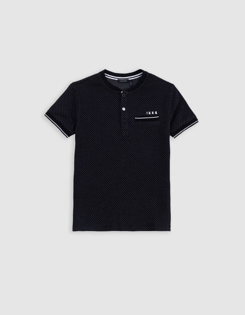 T-shirt noir jacquard motif pois garçon - IKKS