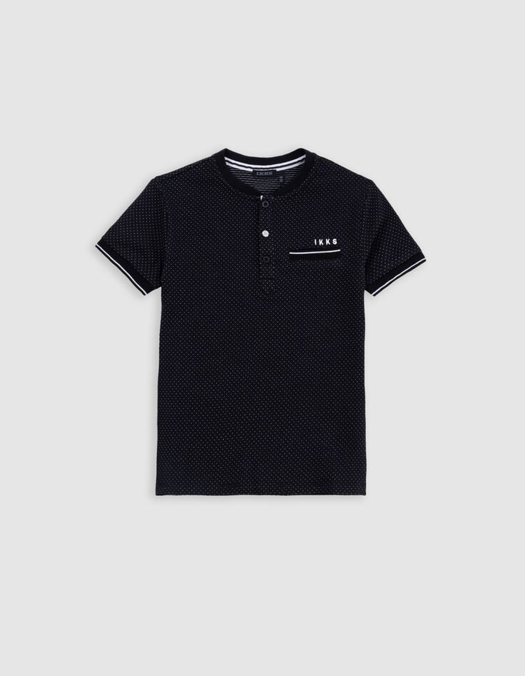 T-shirt noir jacquard motif pois garçon-1