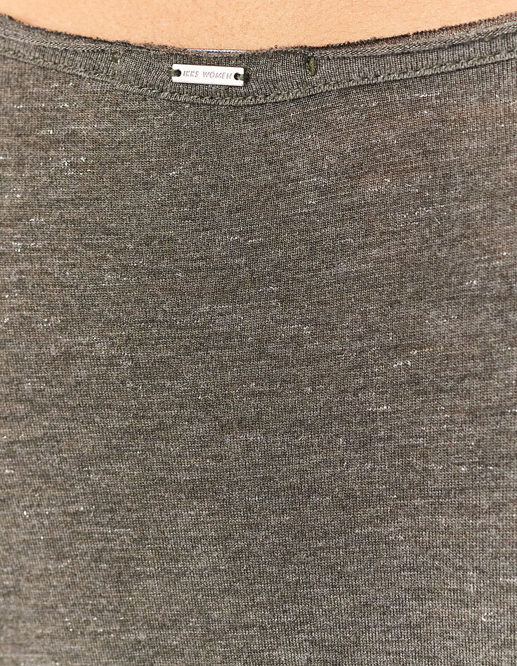 Kaki metallic T-shirt in viscose parels dames-5
