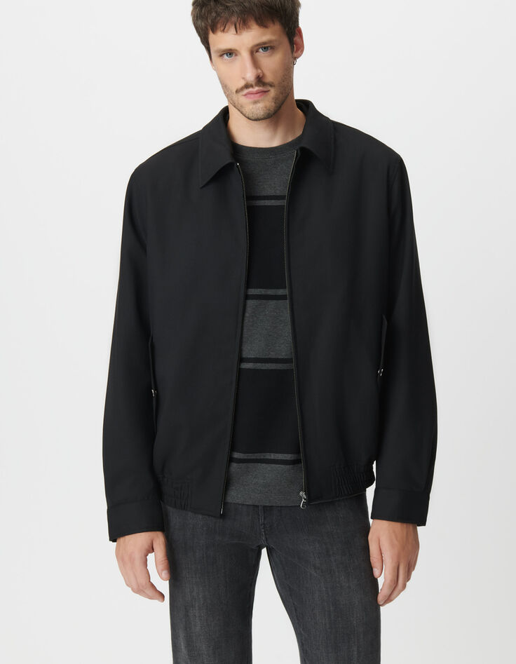 Blouson noir parementure noire amovible Homme-1