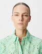 Camisa verde algodón bordado inglés-4