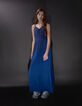 Robe longue bleue jacquard motif plumetis fille-3