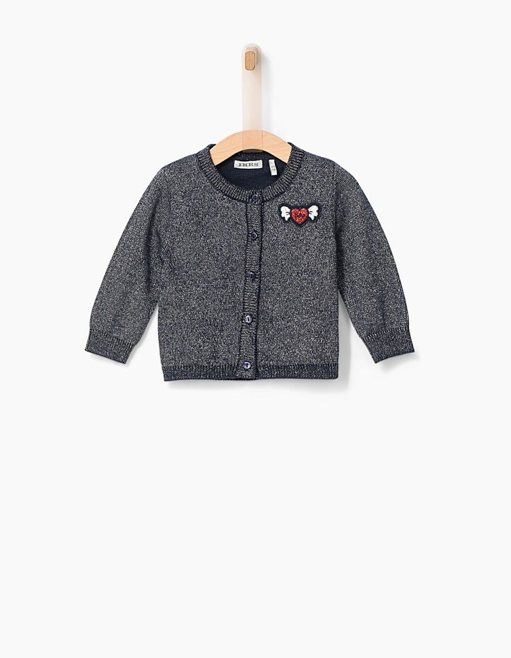 Cardigan tricot marine pailleté bébé fille-1