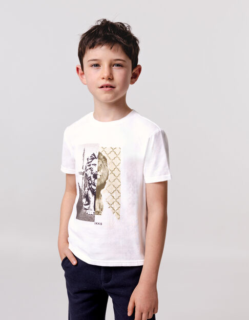 T-shirt blanc visuel lion garçon - IKKS