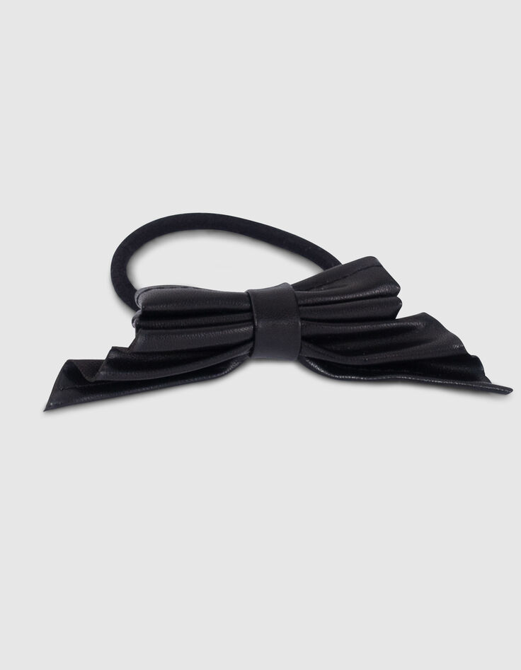 Zwarte scrunchie elastisch met strik meisjes-3