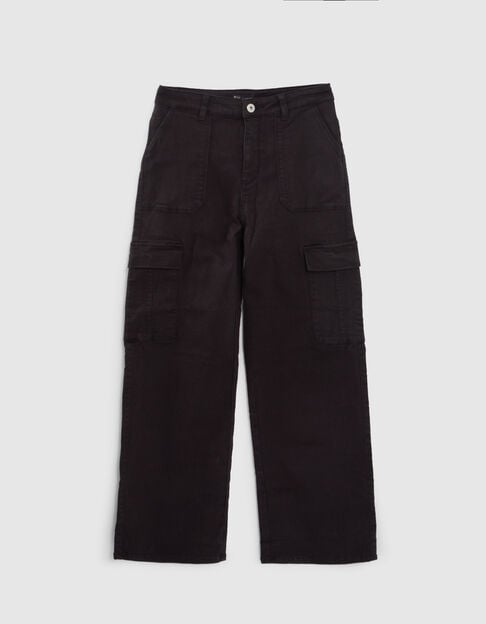 Zwarte BATTLE-broek denim meisjes Zwarte BATTLE-broek denim meisjes - IKKS