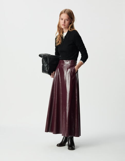 Jupe longue bordeaux vinyle Femme Jupe longue bordeaux vinyle Femme - IKKS