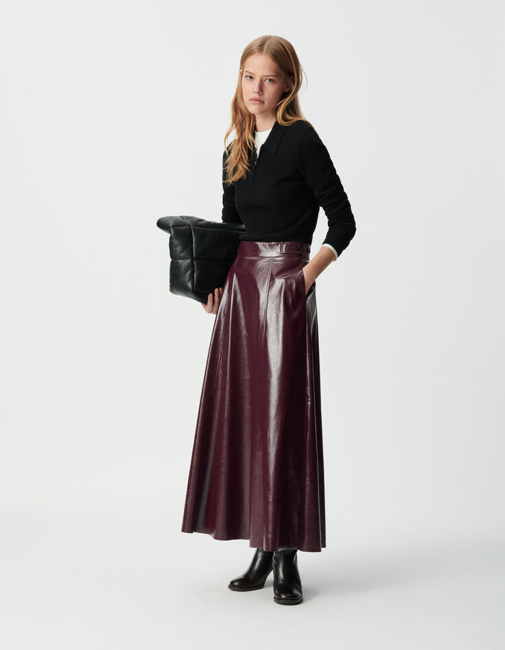 Jupe longue bordeaux vinyle Femme-1 Jupe longue bordeaux vinyle Femme-1