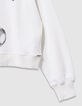 Sweat à capuche blanc message brodé fille-6