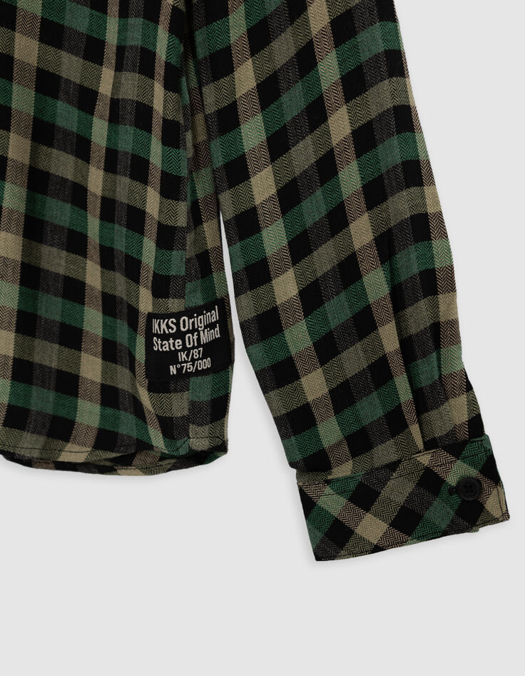 Boy's khaki plaid shirt-5