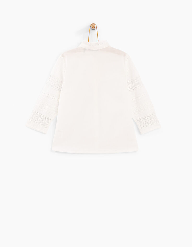 Chemise blanc cassé en broderie anglaise fille-4