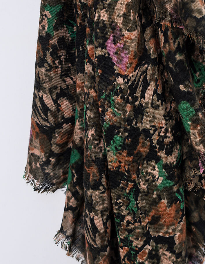 Women’s khaki background floral camouflage print scarf - IKKS