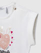 White organic cotton T-shirt with message for girl-5