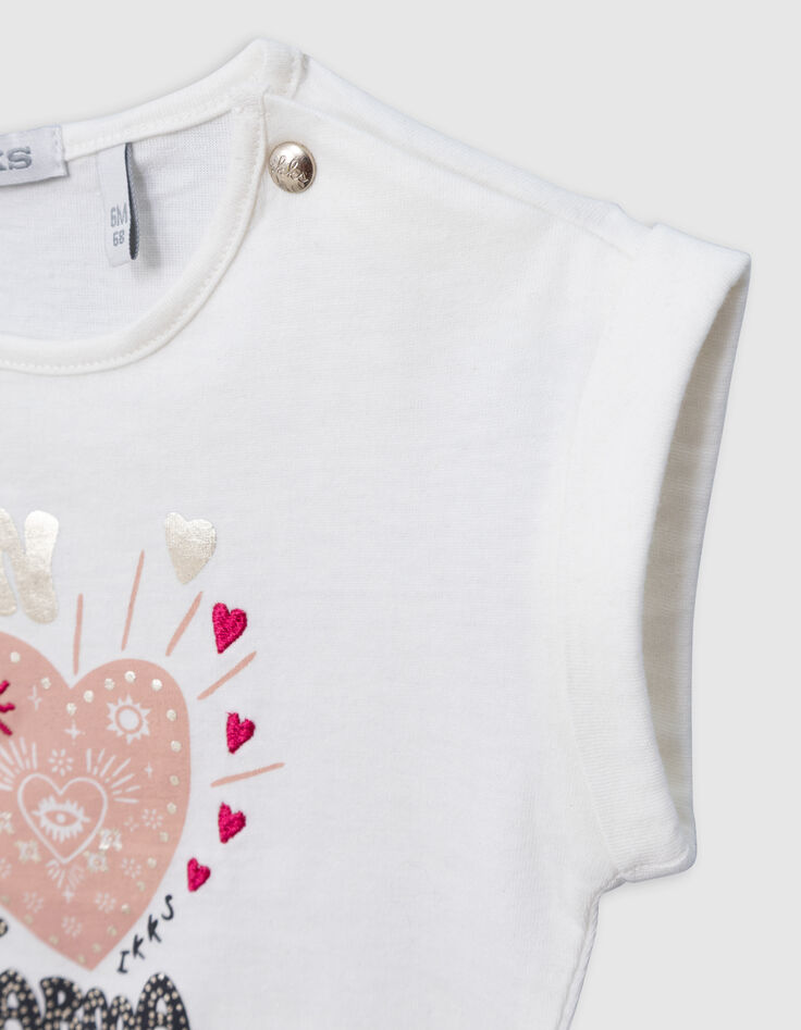 White organic cotton T-shirt with message for girl-5