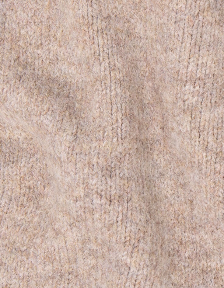 Gebreide meisjesjurk in beige met lurexborduursel-6 Gebreide meisjesjurk in beige met lurexborduursel-6