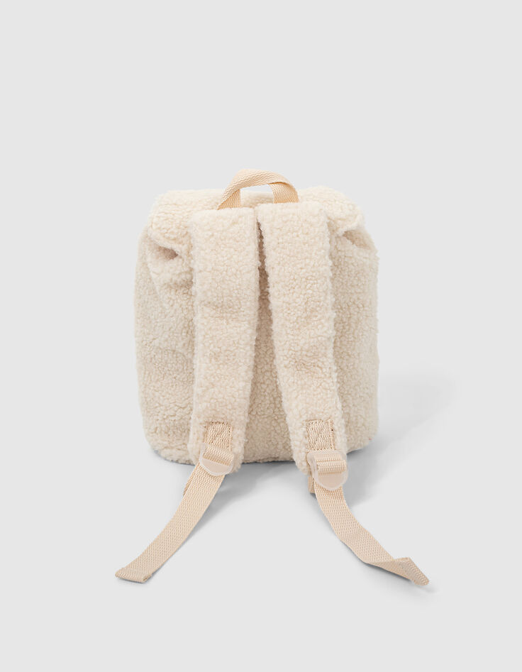 Cremewei&szlig;er Rucksack aus Sherpafleece f&uuml;r Babym&auml;dchen-3