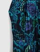 Women’s navy psychedelic floral print viscose long dress-4