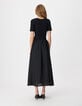Women's black bi-material maxi dress-3