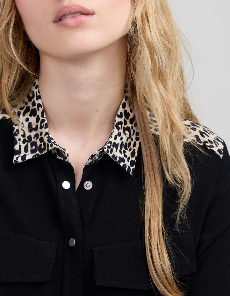 Chemise noire LENZING™ ECOVERO™ détails léo rock Femme-3