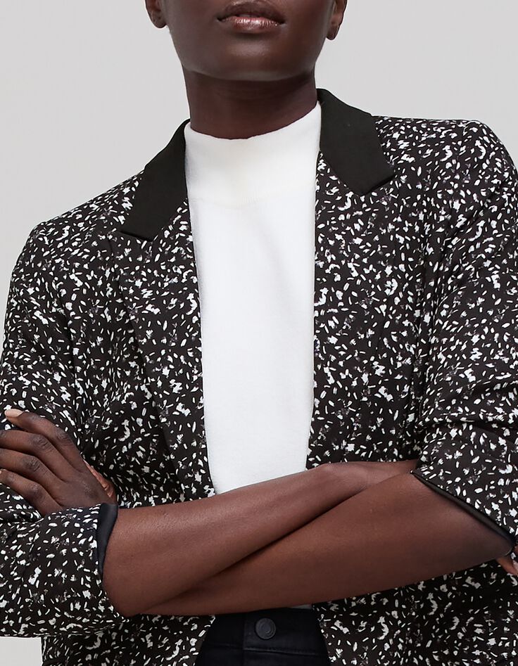 Women's black rock tachist print suit jacket-4