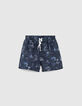 Boys' navy recycled toile de Jouy swim shorts-1
