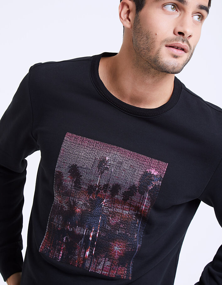 Schwarzes Herrensweatshirt mit Palmenstickerei - IKKS