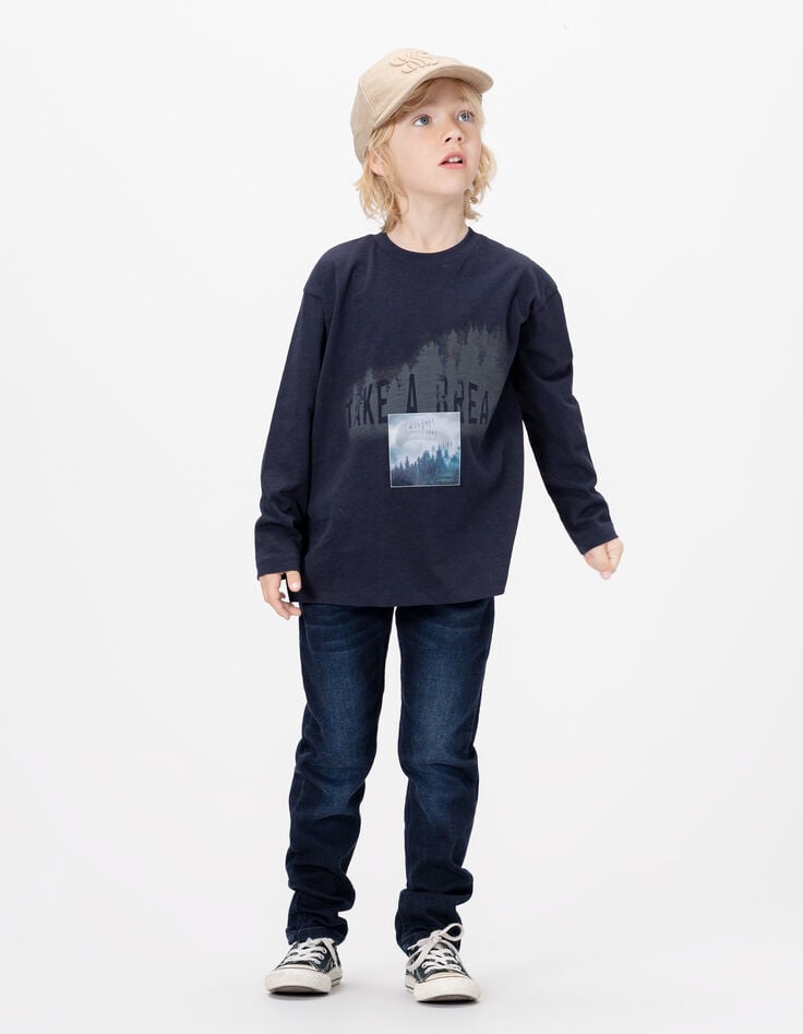Marine T-shirt biokatoen lenticulaire opdruk jongens-2