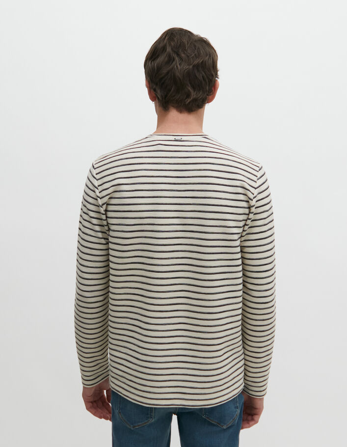 Men’s chalk sailor T-shirt with navy stripes - IKKS