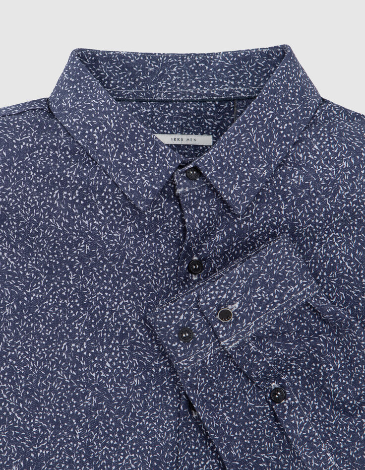 Chemise SLIM marine imprim&eacute; minimaliste Homme-4