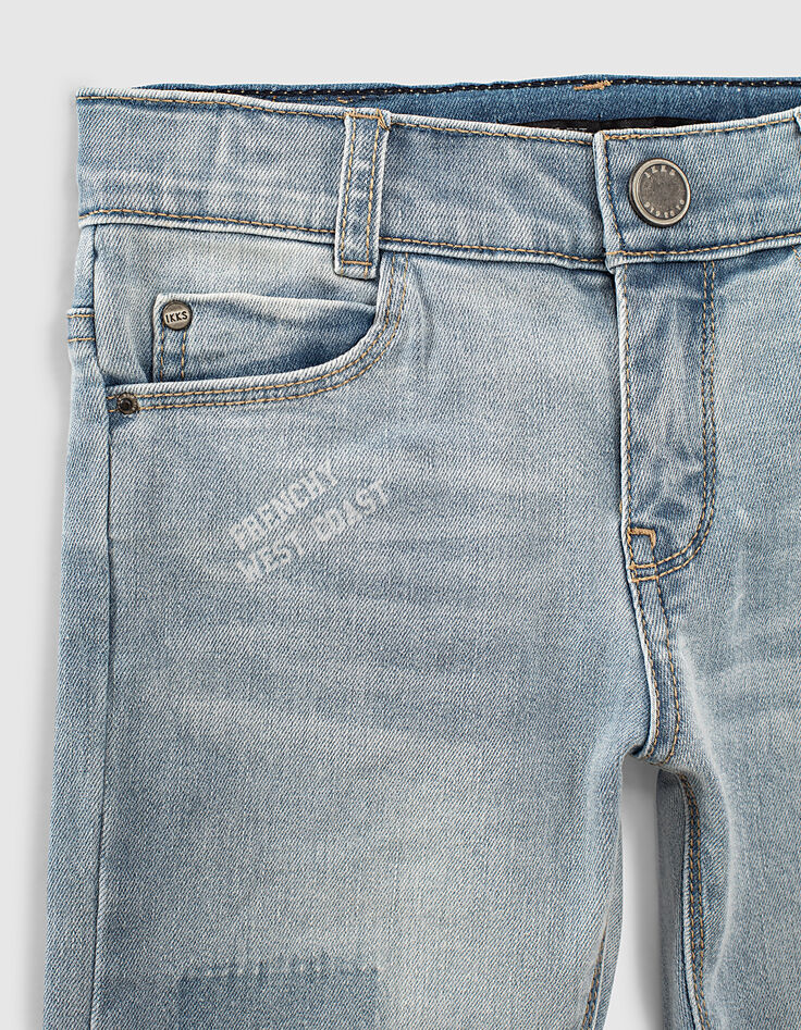Jean slim faded blue printé coton bio waterless garçon -3 Jean slim faded blue printé coton bio waterless garçon -3