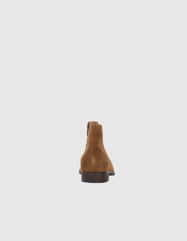 Boots marron en cuir velours zippées Homme-3