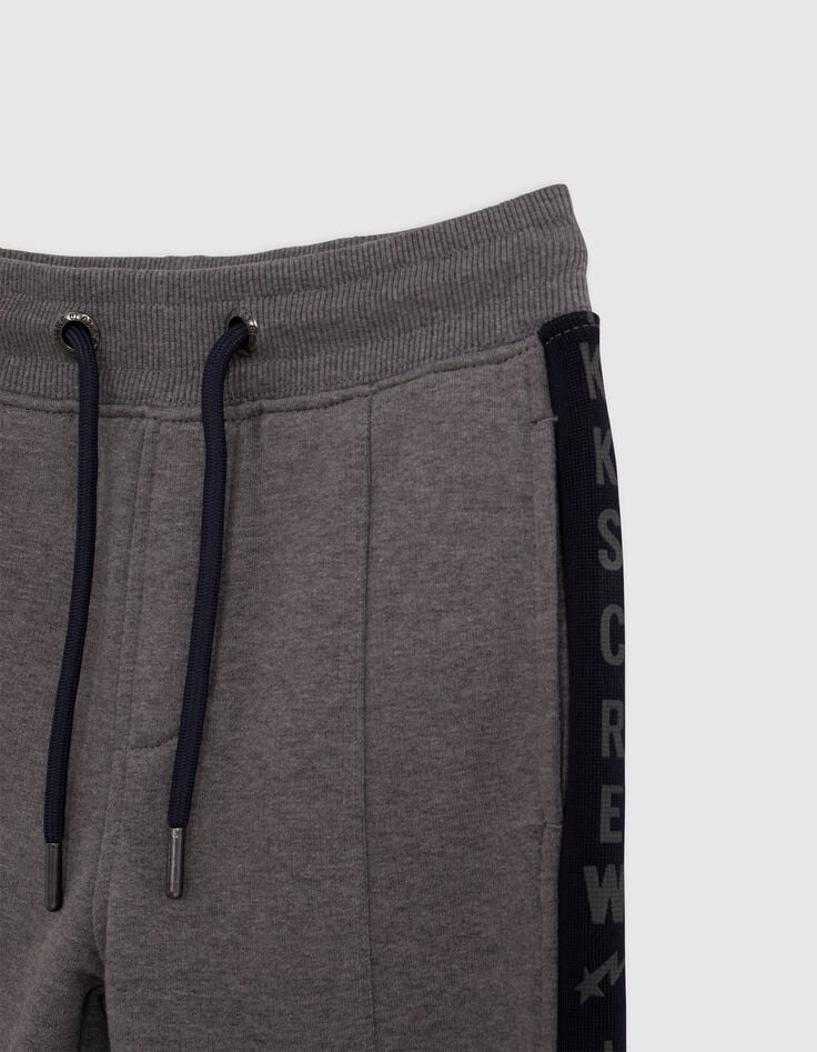 Jogging gris bande typo côté garçon-6