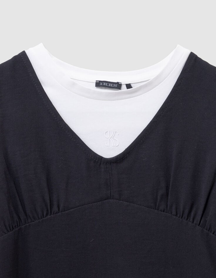 Girls’ 2-in-1 black midi dress and white cropped T-shirt-6 Girls’ 2-in-1 black midi dress and white cropped T-shirt-6