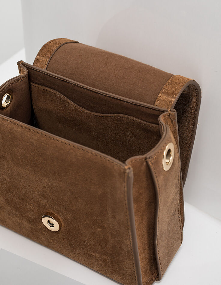 Cognacfarbene Trapeztasche aus Leder I.Code-7