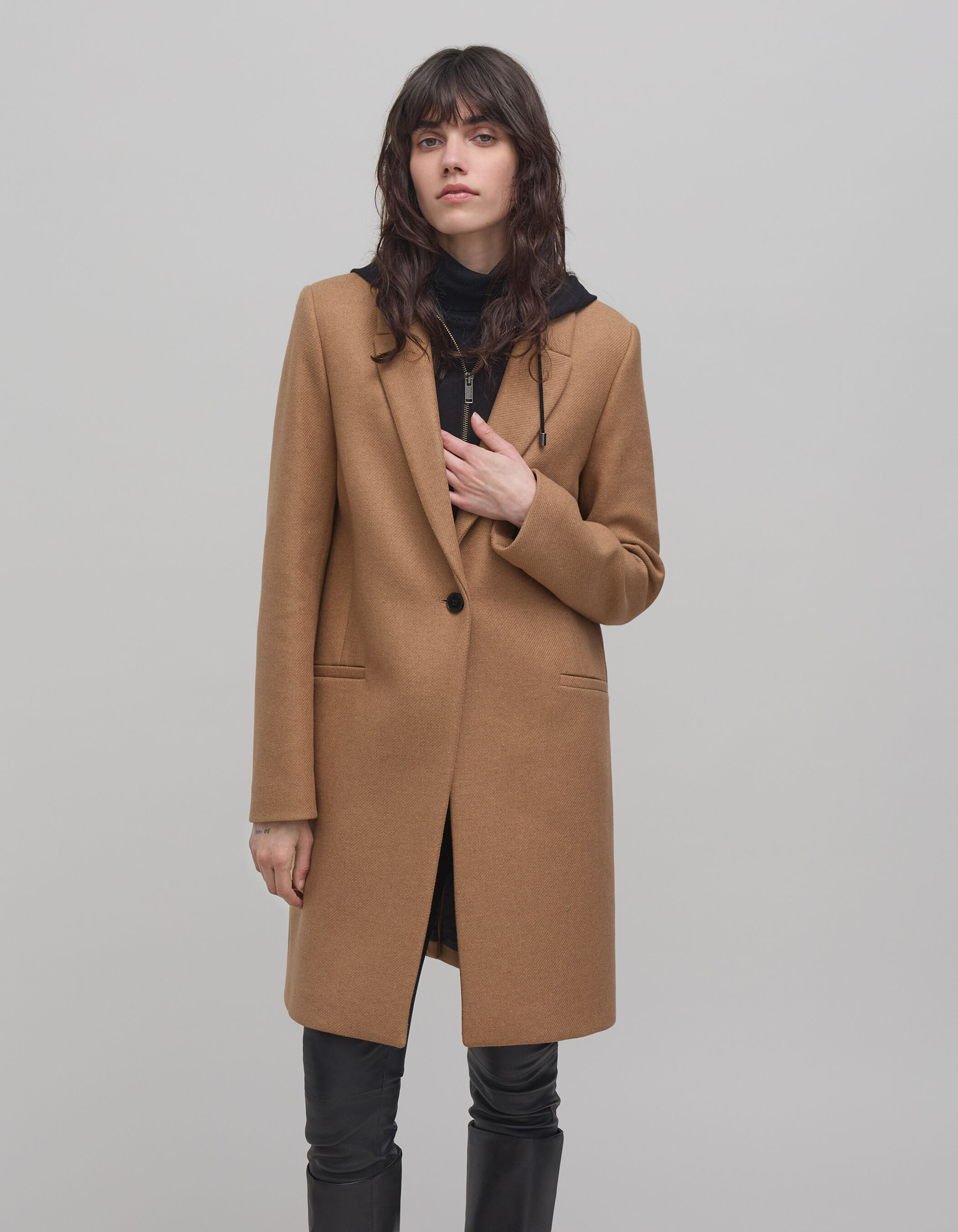 Manteau sienne parementure amovible Femme